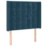Tăblie pat cu aripioare albastru închis 83x16x118/128cm catifea