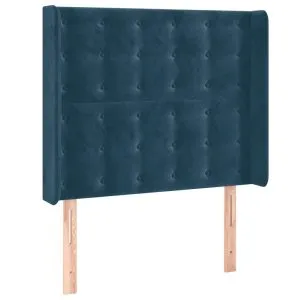 Tăblie pat cu aripioare albastru închis 83x16x118/128cm catifea