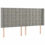 Tăblie de pat cu aripioare gri deschis 183x16x118/128cm catifea