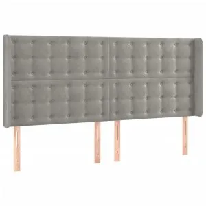 Tăblie de pat cu aripioare gri deschis 183x16x118/128cm catifea