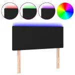 Tăblie de pat cu LED, negru, 80x5x78/88 cm, textil
