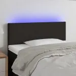 Tăblie de pat cu LED, negru, 80x5x78/88 cm, textil