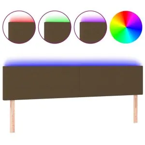 Tăblie de pat cu LED, maro închis, 160x5x78/88 cm, textil