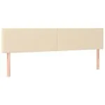 Tăblie de pat cu LED, crem, 160x5x78/88 cm, textil