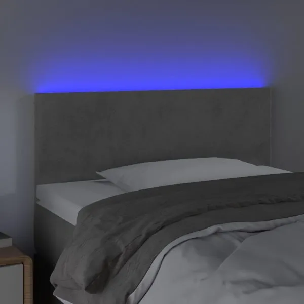 Tăblie de pat cu LED, gri deschis, 80x5x78/88 cm, catifea