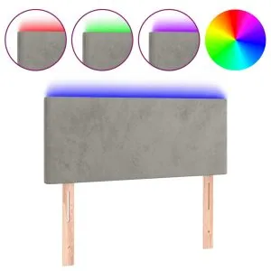 Tăblie de pat cu LED, gri deschis, 100x5x78/88 cm, catifea