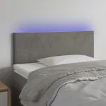 Tăblie de pat cu LED, gri deschis, 100x5x78/88 cm, catifea