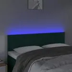 Tăblie de pat cu LED, verde închis, 144x5x78/88 cm, catifea