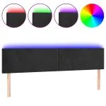 Tăblie de pat cu LED, negru, 160x5x78/88 cm, catifea