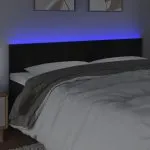 Tăblie de pat cu LED, negru, 160x5x78/88 cm, catifea