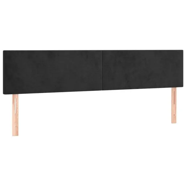 Tăblie de pat cu LED, negru, 160x5x78/88 cm, catifea