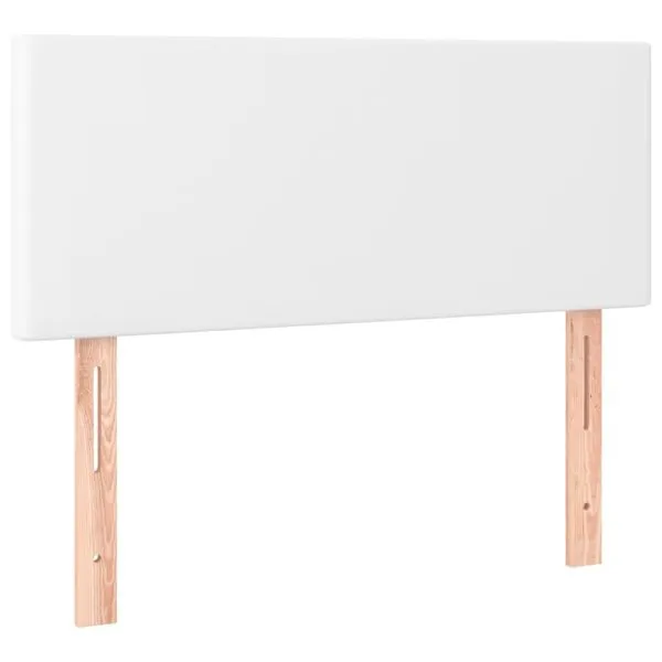 Tăblie de pat cu LED, alb, 90x5x78/88 cm, piele ecologică