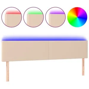 Tăblie de pat cu LED cappuccino 180x5x78/88cm piele ecologică
