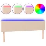 Tăblie de pat cu LED cappuccino 200x5x78/88 cm piele ecologică