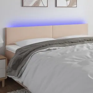 Tăblie de pat cu LED cappuccino 200x5x78/88 cm piele ecologică