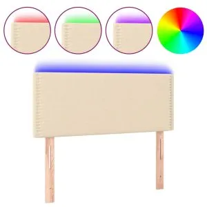 Tăblie de pat cu LED, crem, 80x5x78/88 cm, textil