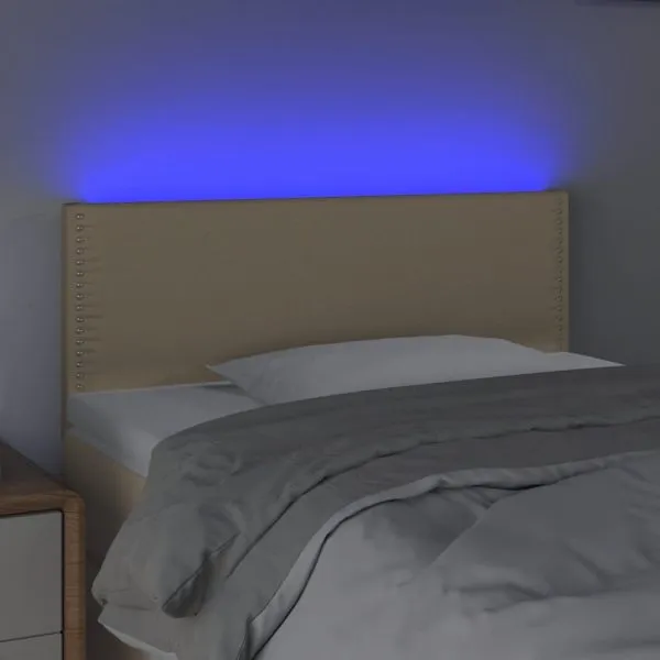 Tăblie de pat cu LED, crem, 80x5x78/88 cm, textil