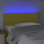 Tăblie de pat cu LED, verde, 80x5x78/88 cm, textil
