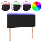 Tăblie de pat cu LED, negru, 100x5x78/88 cm, textil
