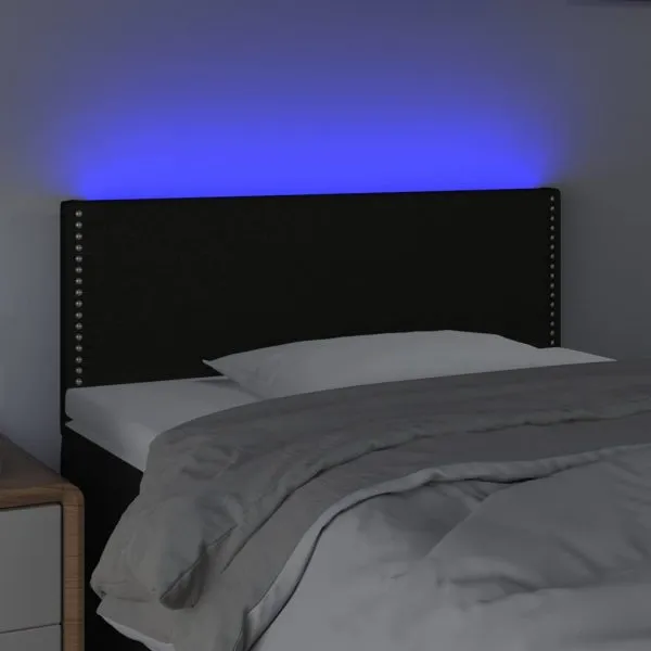 Tăblie de pat cu LED, negru, 100x5x78/88 cm, textil
