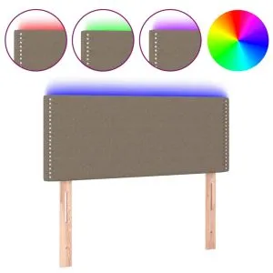 Tăblie de pat cu LED, gri taupe, 100x5x78/88 cm, textil