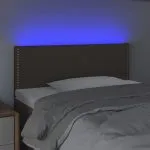 Tăblie de pat cu LED, gri taupe, 100x5x78/88 cm, textil