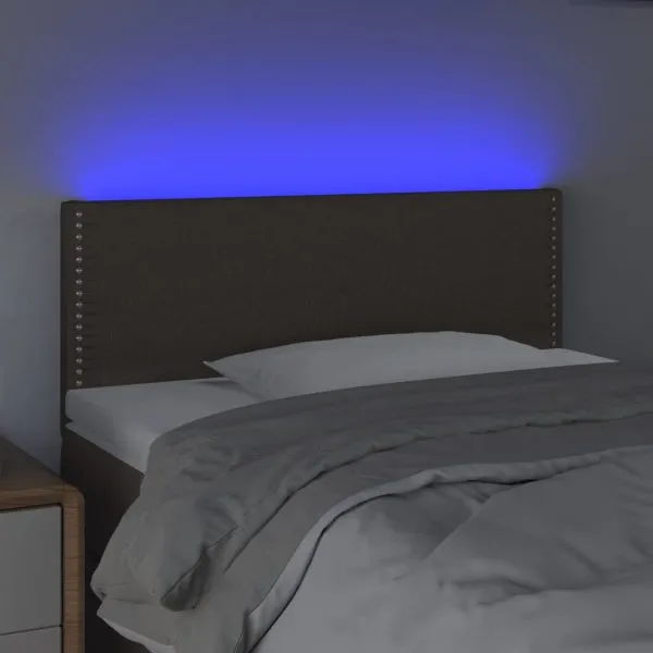 Tăblie de pat cu LED, gri taupe, 100x5x78/88 cm, textil