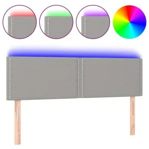 Tăblie de pat cu LED, gri deschis, 144x5x78/88 cm, textil