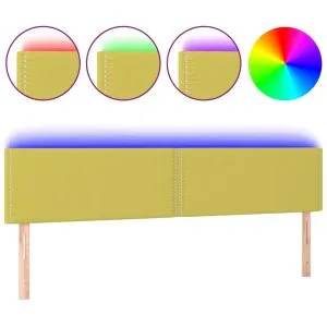 Tăblie de pat cu LED, verde, 160x5x78/88 cm, textil