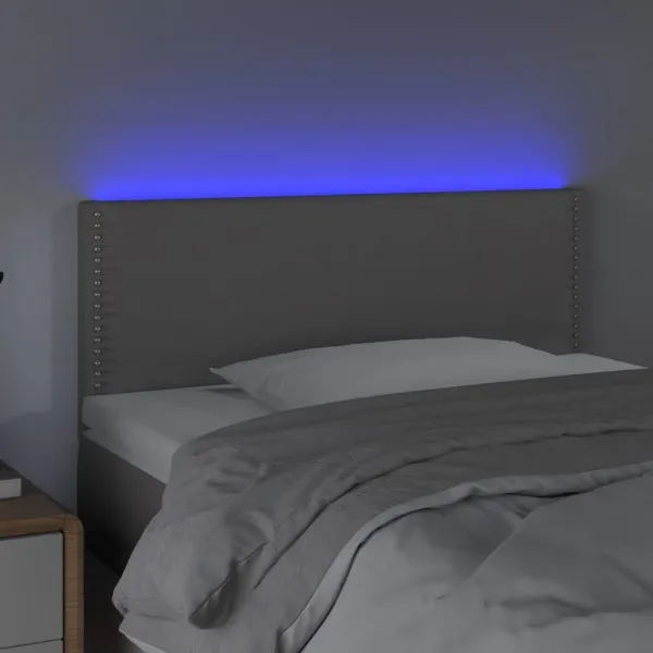 Tăblie de pat cu LED, gri, 90x5x78/88 cm, piele ecologică