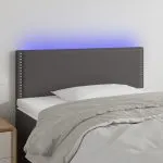 Tăblie de pat cu LED, gri, 90x5x78/88 cm, piele ecologică