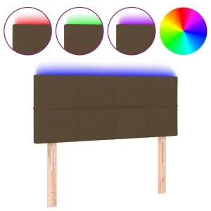 Tăblie de pat cu LED, maro închis, 80x5x78/88 cm, textil