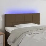 Tăblie de pat cu LED, maro închis, 80x5x78/88 cm, textil
