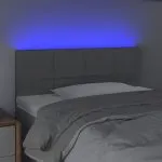 Tăblie de pat cu LED, gri deschis, 90x5x78/88 cm, textil