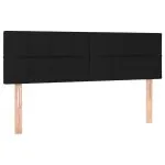Tăblie de pat cu LED, negru, 144x5x78/88 cm, textil