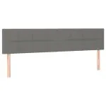 Tăblie de pat cu LED, gri închis, 180x5x78/88 cm, textil
