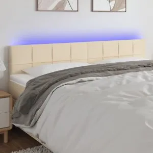 Tăblie de pat cu LED, crem, 180x5x78/88 cm, textil