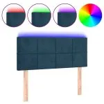 Tăblie de pat cu LED, albastru închis, 90x5x78/88 cm, catifea
