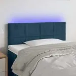 Tăblie de pat cu LED, albastru închis, 90x5x78/88 cm, catifea