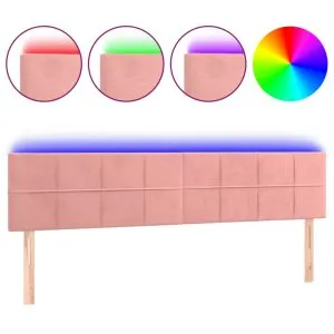 Tăblie de pat cu LED, roz, 160x5x78/88 cm, catifea