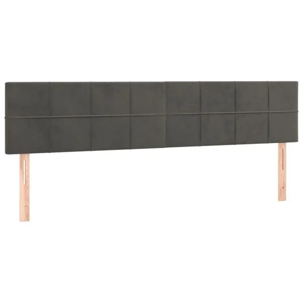 Tăblie de pat cu LED, gri închis, 180x5x78/88 cm, catifea