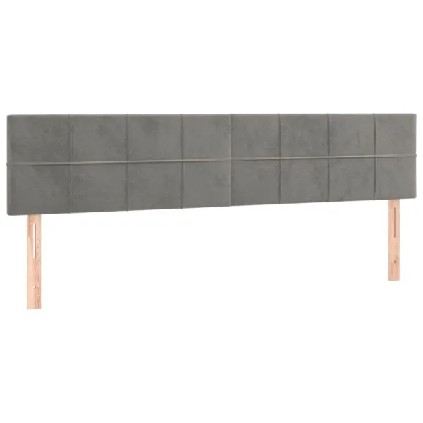 Tăblie de pat cu LED, gri deschis, 200x5x78/88 cm, catifea