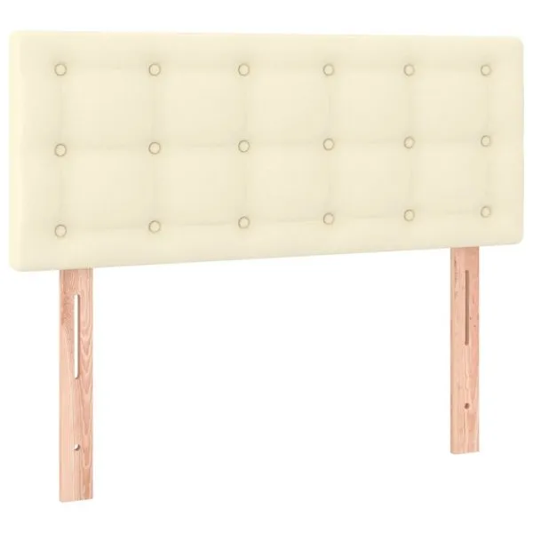 Tăblie de pat cu LED, crem, 80x5x78/88 cm, piele ecologică