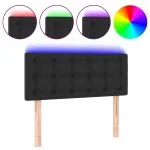 Tăblie de pat cu LED, negru, 90x5x78/88 cm, piele ecologică