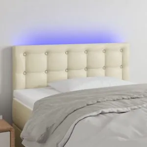 Tăblie de pat cu LED, crem, 90x5x78/88 cm, piele ecologică