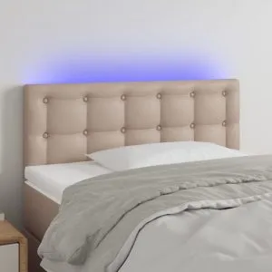 Tăblie de pat cu LED cappuccino 100x5x78/88 cm piele ecologică