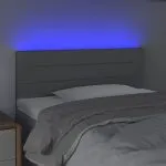 Tăblie de pat cu LED, gri deschis, 90x5x78/88 cm, textil