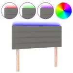 Tăblie de pat cu LED, gri închis, 100x5x78/88 cm, textil