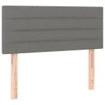 Tăblie de pat cu LED, gri închis, 100x5x78/88 cm, textil