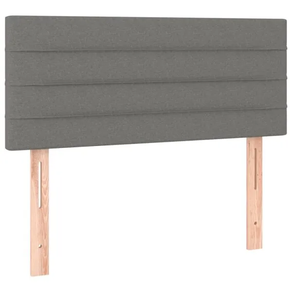 Tăblie de pat cu LED, gri închis, 100x5x78/88 cm, textil